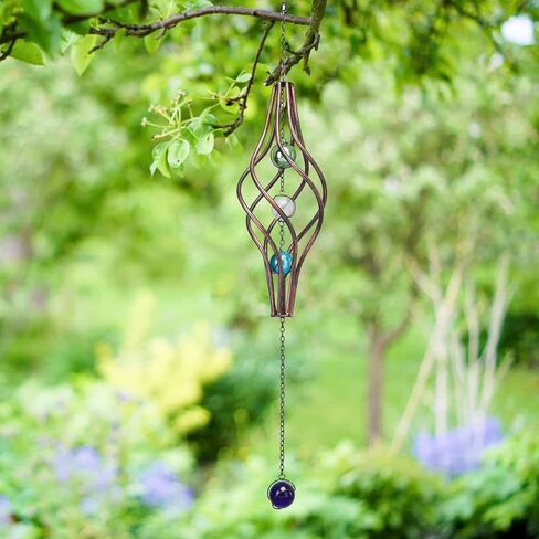 WONDER GARDEN Wind Spinner - مغازل الرياح في الهواء الطلق - معلقة 360 درجة منحوتات الرياح والمغازل مع حبة زجاجية ملونة لديكور الحديقة في الهواء الطلق أو هدية in Kuwait