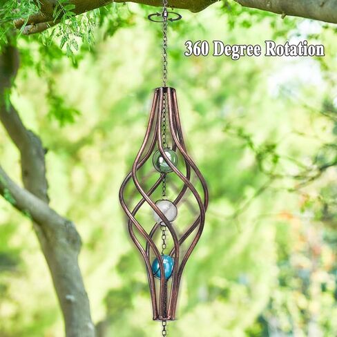 WONDER GARDEN Wind Spinner - مغازل الرياح في الهواء الطلق - معلقة 360 درجة منحوتات الرياح والمغازل مع حبة زجاجية ملونة لديكور الحديقة في الهواء الطلق أو هدية in Kuwait