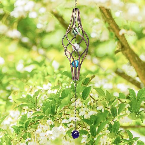 WONDER GARDEN Wind Spinner - مغازل الرياح في الهواء الطلق - معلقة 360 درجة منحوتات الرياح والمغازل مع حبة زجاجية ملونة لديكور الحديقة في الهواء الطلق أو هدية in Kuwait