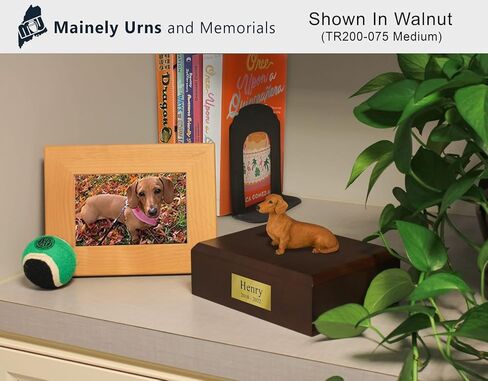 Personalized Extra Large German Shepherd Figurine Pet Cremation Urn for Ashes - Solid Wood Dog Urn (Maple, Oak or Walnut) with Cast Resin Figurine - for a Dog Weighing up to 125 Pounds in Saudi Arabia