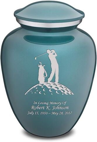 Geturns Embrace Small Personalized Golf Cremation Urns for Human Ashes I Green Funeral Urn for Men and Women I 44 lbs in Saudi Arabia