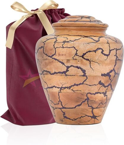 Wooden Cremation Urn for Adult Human Ashes – Handmade Mango Wood Funeral Urn with Green Epoxy Inlay – Large 225 Cu in Memorial Burial Urn Box with Velvet Bag (225 lbs) in Saudi Arabia