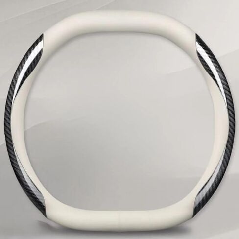 Car Steering Wheel Cover for Lincoln Nautilus,Leather Car Wheel Cover Protector Non-Slip Safety Soft Durable for Men and Women Car Interior Accessories,DD-White+Carbon Fiber in Saudi Arabia