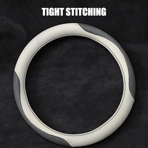 Car Steering Wheel Cover for Lincoln Nautilus,Leather Car Wheel Cover Protector Non-Slip Safety Soft Durable for Men and Women Car Interior Accessories,DD-White+Carbon Fiber in Saudi Arabia