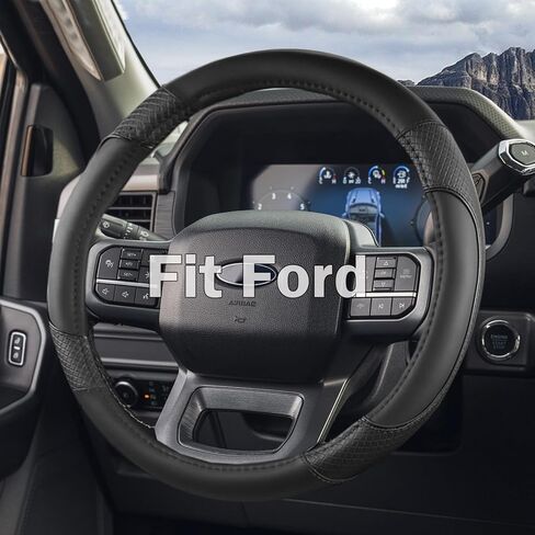 غطاء عجلة القيادة لسيارة Ford F-150، F-250، F-350، Expedition - ملحق سيارة مناسب مقاس 15.5-16 بوصة، مقبض مضاد للانزلاق وحماية متينة (15.5-16 بوصة - رمادي) in Kuwait