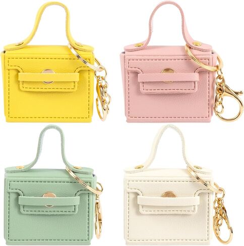 4 قطع من سلسلة مفاتيح حقيبة الظهر الصغيرة، 4 ألوان حقيبة محفظة للعملات المعدنية للنساء، حقيبة أحمر الشفاه من جلد البولي يوريثان، سلسلة مفاتيح لتغيير الحقيبة مع أبازيم لإكسسوارات حقيبة مستحضرات التجميل in Kuwait