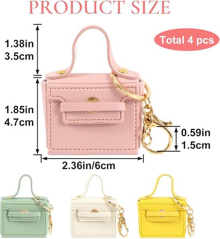 4 قطع من سلسلة مفاتيح حقيبة الظهر الصغيرة، 4 ألوان حقيبة محفظة للعملات المعدنية للنساء، حقيبة أحمر الشفاه من جلد البولي يوريثان، سلسلة مفاتيح لتغيير الحقيبة مع أبازيم لإكسسوارات حقيبة مستحضرات التجميل in Kuwait