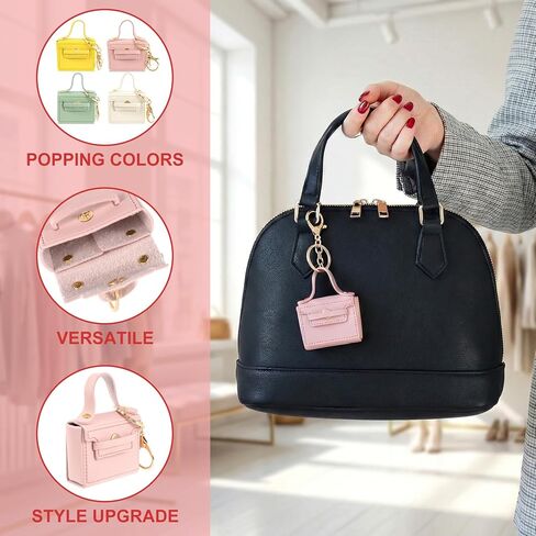 4 قطع من سلسلة مفاتيح حقيبة الظهر الصغيرة، 4 ألوان حقيبة محفظة للعملات المعدنية للنساء، حقيبة أحمر الشفاه من جلد البولي يوريثان، سلسلة مفاتيح لتغيير الحقيبة مع أبازيم لإكسسوارات حقيبة مستحضرات التجميل in Kuwait