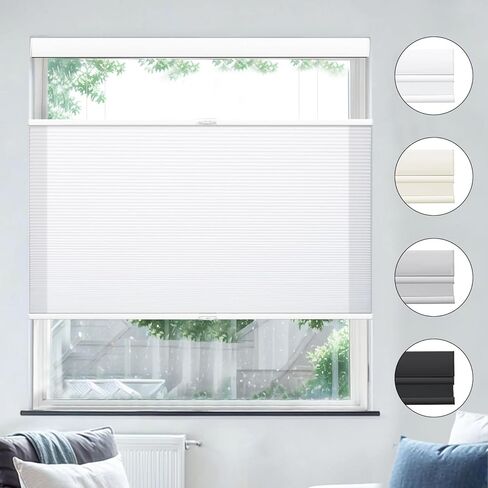 UrMoon Top Down Bottom Up Cellular Shade Cordless Color-Matched Honeycomb Shade for Windows Shades Cellular Blinds for Indoor Room(Light Filtering - White, Custom Size) in Kuwait