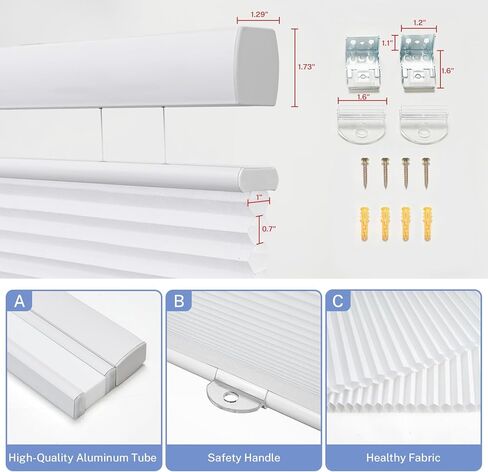 UrMoon Top Down Bottom Up Cellular Shade Cordless Color-Matched Honeycomb Shade for Windows Shades Cellular Blinds for Indoor Room(Light Filtering - White, Custom Size) in Kuwait