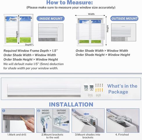 UrMoon Top Down Bottom Up Cellular Shade Cordless Color-Matched Honeycomb Shade for Windows Shades Cellular Blinds for Indoor Room(Light Filtering - White, Custom Size) in Kuwait