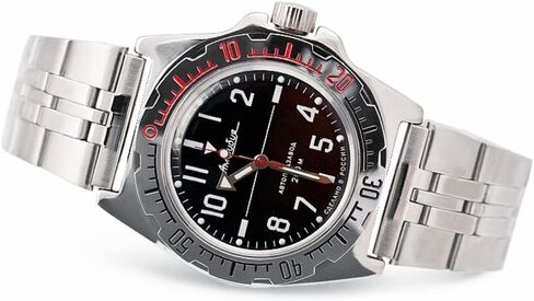 Vostok | Classic Amphibian Automatic Self-Winding Russian Diver Wrist Watch | WR 200 m | Fashion | Business | Casual Men's Watches | Model 110647 Steel Bracelet in Saudi Arabia