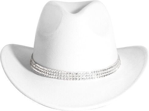 Lisianthus Shiny Rhinestone Cowgirl Hat Glitter Western Party Fedora Cowboy Hat in Saudi Arabia