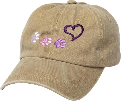Paws to My Heart Distressed Cotton Baseball Cap Adjustable Embroidered Paw Print Heart Hat for Women Animal Lover Gift in Kuwait