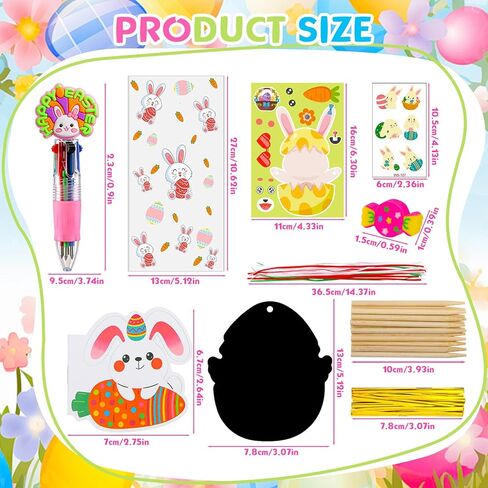 24 Pack Easter Party Favors Classroom Gifts Set with Classic Spring Designs for Teens, Easter Goodie Bags with Notebooks Pens Stickers Tattoos Scratch Art for Classroom Gifts Basket Stuffers in Kuwait