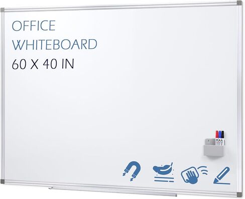 لوح مسح جاف مقاس 60 بوصة × 40 بوصة، لوحة بيضاء كبيرة للجدار مع أقلام تحديد وحامل أقلام مغناطيسي، لغرفة الاجتماعات والمكتب والمدرسة المنزلية in Kuwait