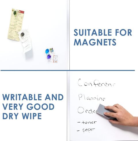لوح مسح جاف مقاس 60 بوصة × 40 بوصة، لوحة بيضاء كبيرة للجدار مع أقلام تحديد وحامل أقلام مغناطيسي، لغرفة الاجتماعات والمكتب والمدرسة المنزلية in Kuwait