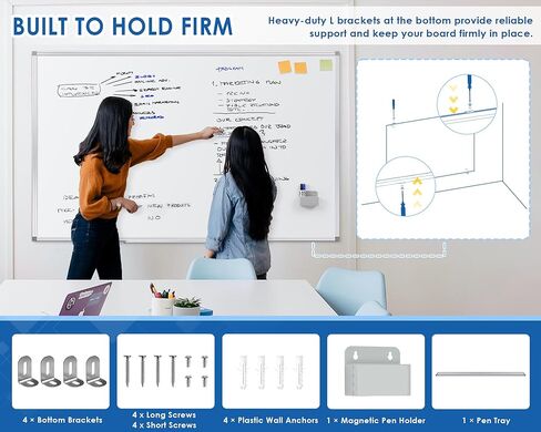 لوح مسح جاف مقاس 60 بوصة × 40 بوصة، لوحة بيضاء كبيرة للجدار مع أقلام تحديد وحامل أقلام مغناطيسي، لغرفة الاجتماعات والمكتب والمدرسة المنزلية in Kuwait