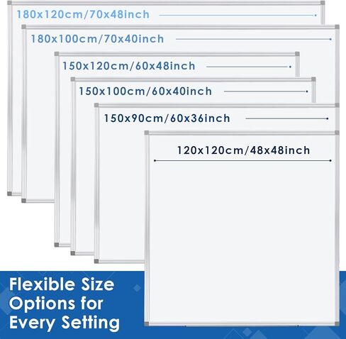 لوح مسح جاف مقاس 60 بوصة × 40 بوصة، لوحة بيضاء كبيرة للجدار مع أقلام تحديد وحامل أقلام مغناطيسي، لغرفة الاجتماعات والمكتب والمدرسة المنزلية in Kuwait