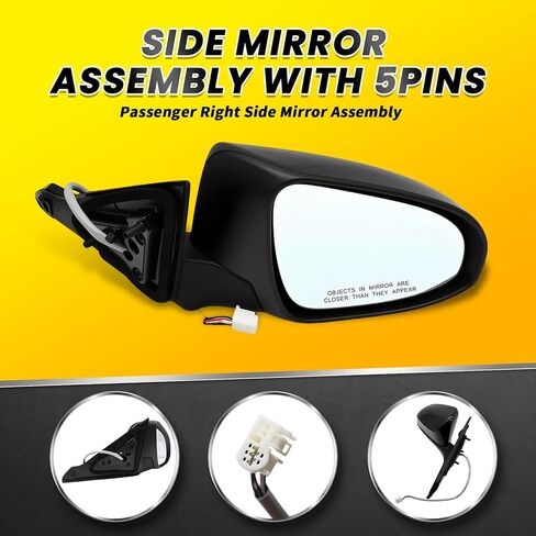 Passenger Right Side Mirror Assembly Compatible with 2015-2017 Camry Heated & Power and Manual Folding Side View Mirror 8790106040 8790206020 Black (5Pins) in Saudi Arabia