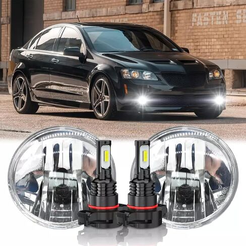 CHUSYYRAY متوافق مع مجموعة مصابيح الضباب بونتياك G8 2008 2009، مصابيح ضباب أمامية LED بعدسة شفافة، مصابيح ضباب، جانب السائق والراكب 6000K أبيض بارد، التوصيل والتشغيل، حزمة من 2 in Saudi Arabia