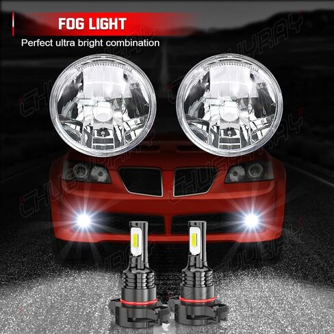 CHUSYYRAY متوافق مع مجموعة مصابيح الضباب بونتياك G8 2008 2009، مصابيح ضباب أمامية LED بعدسة شفافة، مصابيح ضباب، جانب السائق والراكب 6000K أبيض بارد، التوصيل والتشغيل، حزمة من 2 in Saudi Arabia