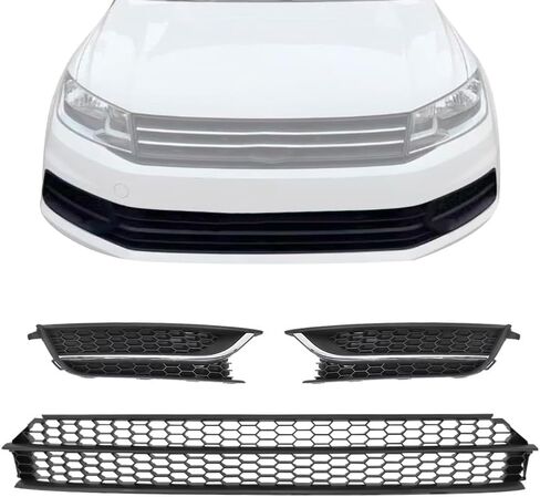 Front Bumper Lower Grille & Front Grill Fog Lamp Bezel Compatible with Volkswagen Passat 2012-2015 Replaces 561853665E 561853666E 561853677 in Saudi Arabia