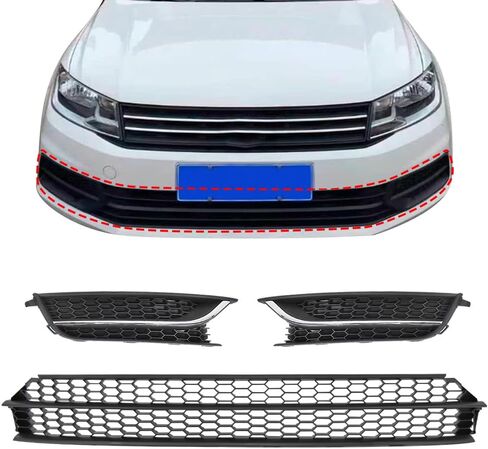 Front Bumper Lower Grille & Front Grill Fog Lamp Bezel Compatible with Volkswagen Passat 2012-2015 Replaces 561853665E 561853666E 561853677 in Saudi Arabia