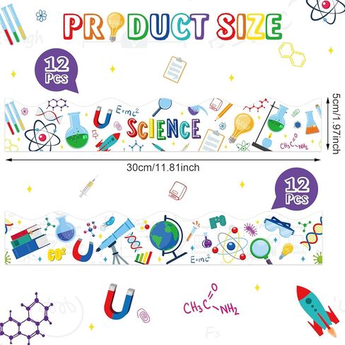 Capoda 24 Pcs Magnetic Science Bulletin Board Border Science Lab Classroom Decoration 11.8 x 2 Inch Scientific Lab Borders White Magnet Decor Trim for Back to School Classroom Scientist Supplies Decor in Saudi Arabia