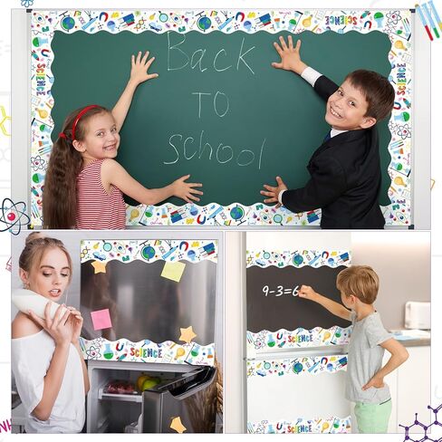 Capoda 24 Pcs Magnetic Science Bulletin Board Border Science Lab Classroom Decoration 11.8 x 2 Inch Scientific Lab Borders White Magnet Decor Trim for Back to School Classroom Scientist Supplies Decor in Saudi Arabia