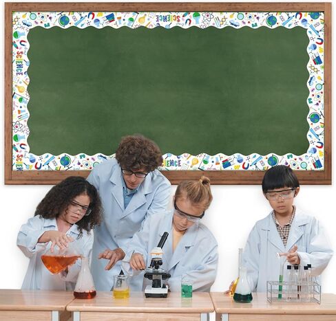 Capoda 24 Pcs Magnetic Science Bulletin Board Border Science Lab Classroom Decoration 11.8 x 2 Inch Scientific Lab Borders White Magnet Decor Trim for Back to School Classroom Scientist Supplies Decor in Saudi Arabia