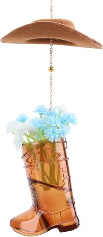 Rear View Mirror Accessories - 3D Pink Wildflower Cowboy Boot Ornament Western Car Charm for Rearview Mirrors Hanging Pendant Auto Interior Decor Country Girl Gifts for Women Cowgirl Birthday in Kuwait