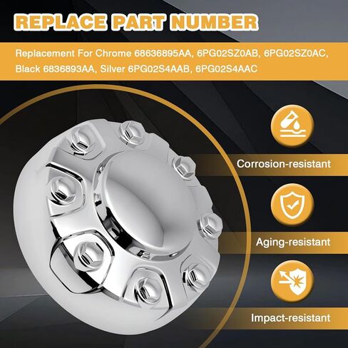 Chrome Wheel Center Cover Hub Cap Compatible with Dodge Ram 2500 3500 SRW 2019-2024, Chrome Hub Cap Replacement for 6PG02SZ0AB 6PG02SZ0AC 68636895AA in Kuwait