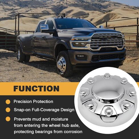 Chrome Wheel Center Cover Hub Cap Compatible with Dodge Ram 2500 3500 SRW 2019-2024, Chrome Hub Cap Replacement for 6PG02SZ0AB 6PG02SZ0AC 68636895AA in Kuwait