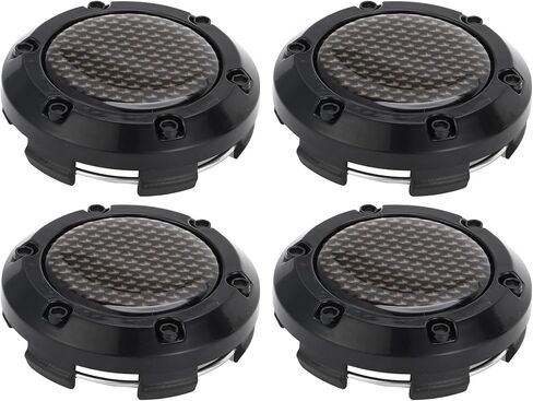 4 Pc Universal Wheel Center Caps Hub Caps Rim Center Caps OD: 66mm / 2.60" Black Plastic for Ford for Chevy with Brown Carbon Fiber Pattern Sticker in Saudi Arabia