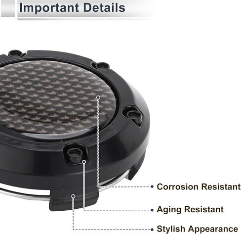 4 Pc Universal Wheel Center Caps Hub Caps Rim Center Caps OD: 66mm / 2.60" Black Plastic for Ford for Chevy with Brown Carbon Fiber Pattern Sticker in Saudi Arabia
