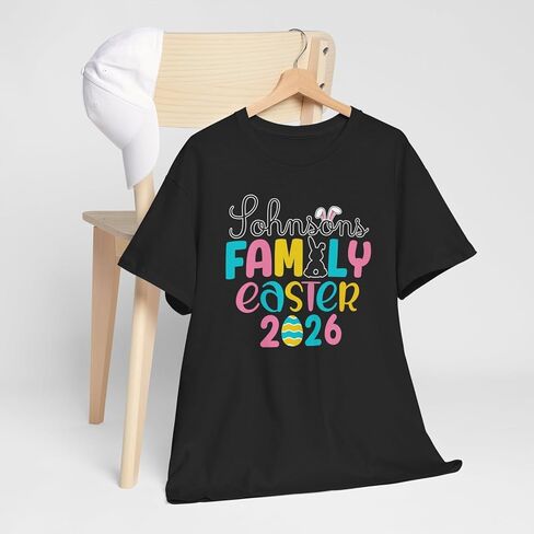 2026 Easter Colorful Custom Family Name Matching T-Shirt, Family Easter Holiday Matching T-Shirts, Cute Rabbit Bunny Tail Ears Family Tee, Birthday, Vacation Matching Tshirt, Gift for Family Members in Saudi Arabia