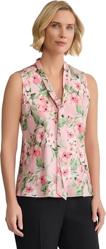 Kasper Women's Sleeveless Tie-Front Printed Satin Top in Saudi Arabia