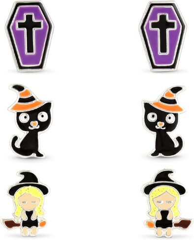 مجموعة من الفضة الإسترليني عيار 925 مكونة من 3 أزواج من أقراط الهالوين للأطفال in Kuwait