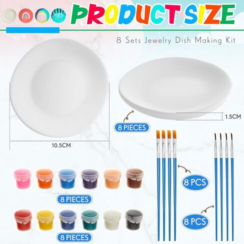 4 Sets Jewelry Dish Making Kit DIY Jewelry Dish Arts and Crafts Kit Make Your Own Jewelry Bowls Gifts for Birthday Gift Ideas in Saudi Arabia