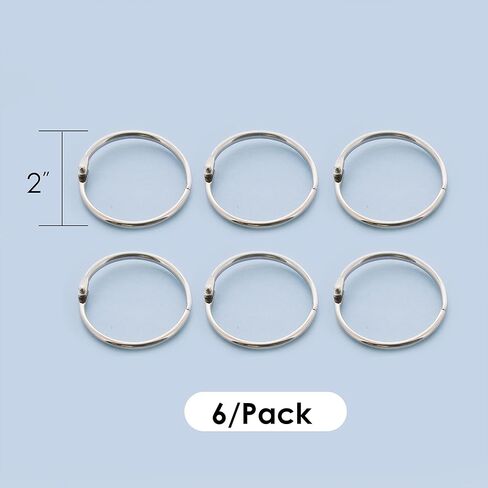 BAZIC Products Loose Leaf Binder Ring 2", Book Rings Binder Rings, Nickel Plated Steel Metal Ring for Flash Cards, Index Card, Keychain (6/Pack), 1-Pack in Saudi Arabia
