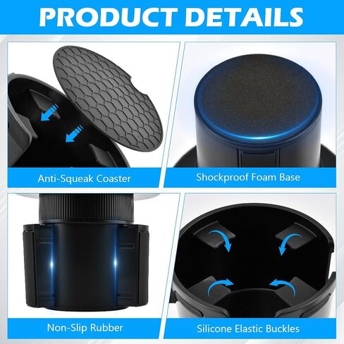 1 حزمة حامل أكواب السيارة المتوسع 2 في 1 محول مع قاعدة قابلة للتوسيع، خطاف مسند رأس مقعد السيارة 4 عبوات منظم تخزين شماعات يناسب سيارة السيارة العالمية in Kuwait