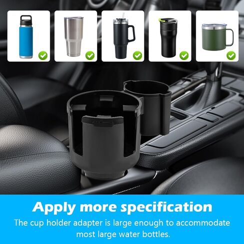 1 حزمة حامل أكواب السيارة المتوسع 2 في 1 محول مع قاعدة قابلة للتوسيع، خطاف مسند رأس مقعد السيارة 4 عبوات منظم تخزين شماعات يناسب سيارة السيارة العالمية in Kuwait