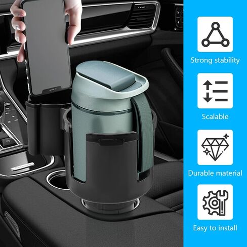 1 حزمة حامل أكواب السيارة المتوسع 2 في 1 محول مع قاعدة قابلة للتوسيع، خطاف مسند رأس مقعد السيارة 4 عبوات منظم تخزين شماعات يناسب سيارة السيارة العالمية in Kuwait