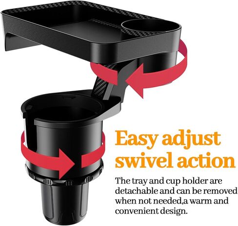 360° Rotatable Car Cup Holder Expander Tray - Adjustable Auto Food Table Desk with Anti-Slip Base, Universal Fit for Front & Back Seat, Holds Snacks, Phones, Drinks (18kg Load Capacity) in Kuwait