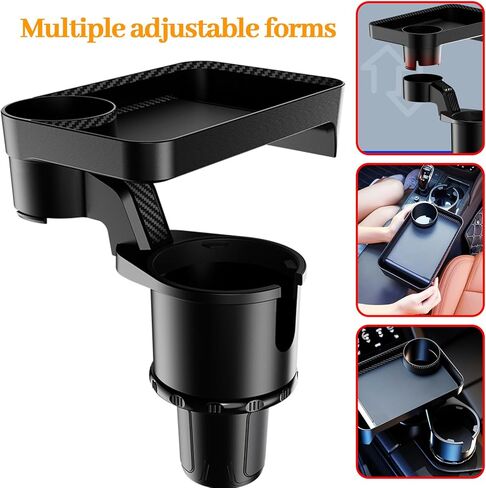 360° Rotatable Car Cup Holder Expander Tray - Adjustable Auto Food Table Desk with Anti-Slip Base, Universal Fit for Front & Back Seat, Holds Snacks, Phones, Drinks (18kg Load Capacity) in Kuwait