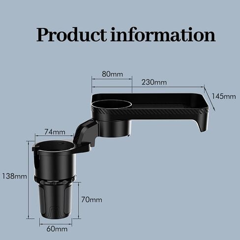 360° Rotatable Car Cup Holder Expander Tray - Adjustable Auto Food Table Desk with Anti-Slip Base, Universal Fit for Front & Back Seat, Holds Snacks, Phones, Drinks (18kg Load Capacity) in Kuwait