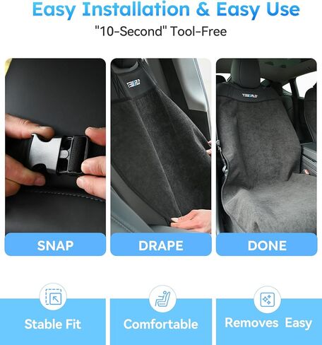Car Seat Towel | Premium Microfiber Towel Seat Covers for Cars - Universal Fit & Waterproof | Sweatproof & Machine Washable Non-Slip Car Seat Towel Cover After Gym, Beach, Yoga (Black, 1 Pack) in Saudi Arabia