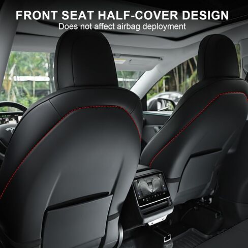 Seat Covers for Model Y Juniper Black Nappa Leather Seat Protector Set for Model Y Juniper Interior Accessories 2025 2026 in Kuwait