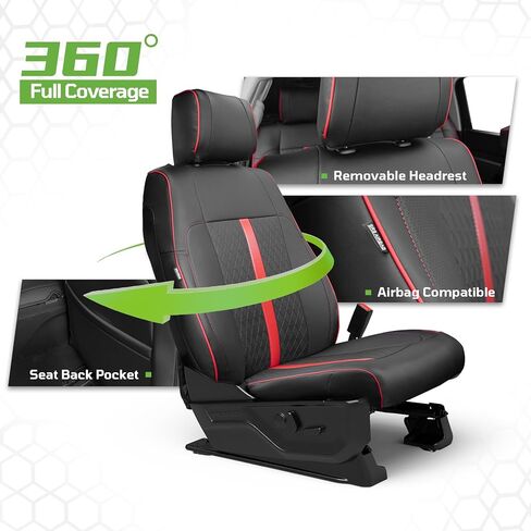 Fit For Toyota Tundra Crewmax Cab & Double Cab Sr Sr5 2022 2023 2024 2025 2026 Custom Car Seat Covers ,Full Covered Faux Leather Waterproof Seat Covers For Trucks,Car Seat Protector Full Set-Black&Red in Saudi Arabia